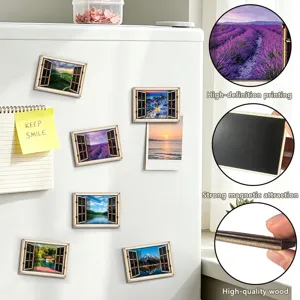 3D houten landschap venter koelkastmagneten met sterke magneet en heldere high-definition print.