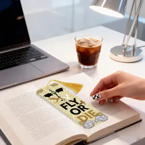 Acrylic tassel bookmark with dragon pattern and quote for reading book lovers gift stationery