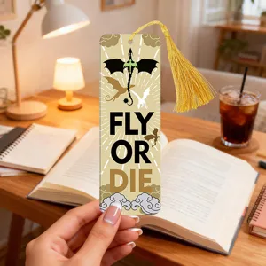 Creative translucent acrylic bookmark with dragon design and yellow tassel for reading lovers.