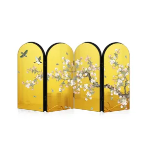 Chinese style tabletop folding screen mini 4-panel decorative cherry blossom divider