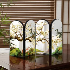 Chinese style acrylic folding mirror screen ornament desktop decoration plum blossom art