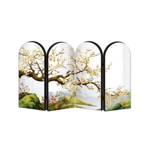 Chinese style plum blossom folding screen tabletop acrylic decorative ornament detail view.