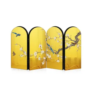 Chinese style golden mirror folding screen tabletop decoration miniature room ornament decor item