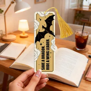 Translucent acrylic bookmark with golden tassel, decorative reading page marker accessory