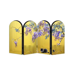 Creative Chinese style gold mirror acrylic miniature folding screen desktop decor