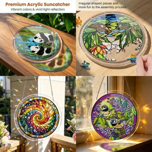 Acrylic Suncatcher Window Hanging Ornament Stained Glass Style Animal Puzzle Pendant Home Decor Gift