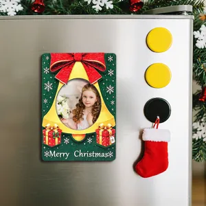 Christmas magnetic photo frame wooden fridge magnet holiday home decoration cute gift