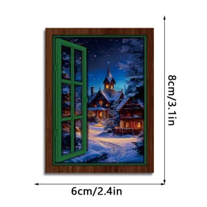 Detailed view of the Christmas winter snow window magnetic sticker, showing dimensions clearly.