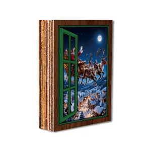 Christmas wooden block ornament holiday party fridge magnet home winter decor display