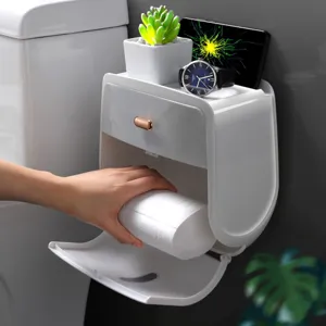 Wandmontierter Toilettenpapierhalter wasserdichter Kunststoff Bad Tissuebox Veranstalter