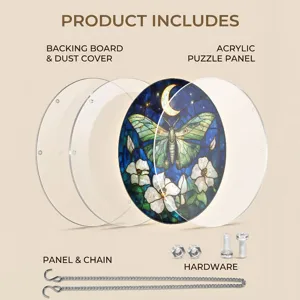 Acrylic suncatcher puzzle hanging decoration with chain, beautiful window art panel design.