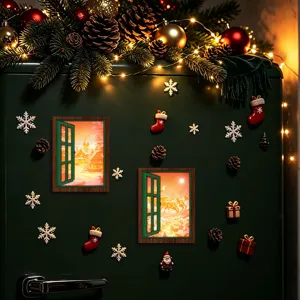 Christmas magnetic refrigerator stickers festive decor window decor cute holiday items