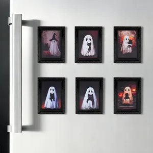 Halloween 3D fantôme cadre photo aimant autocollant frigo lot de 6 mignon effrayant déco