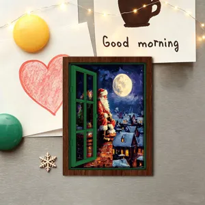 Christmas magnetic refrigerator sticker, decorative holiday fridge magnet for home kitchen.
