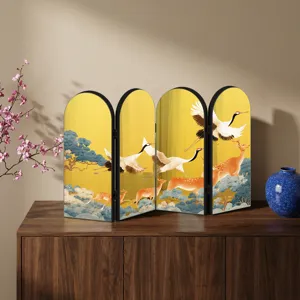 Chinese style acrylic folding screen desktop ornament with traditional crane and deer motifs.