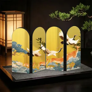 Creative Chinese style mirror folding screen tabletop ornament acrylic gold decor item