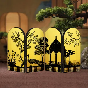 Detailed view of the Chinese style mini folding screen tabletop decorative ornament.