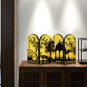 Chinese style gold mirror folding screen desktop ornament traditional oriental decor piece