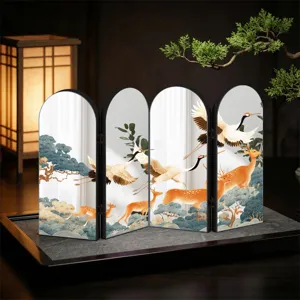 Detailed view of creative traditional Chinese style acrylic folding screen table ornament.