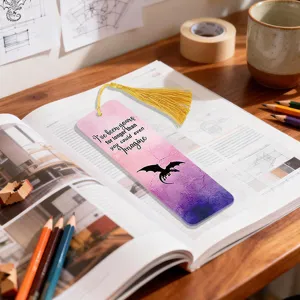 Creative colorful gradient bookmark with yellow tassel, ideal reading accessory and gift.