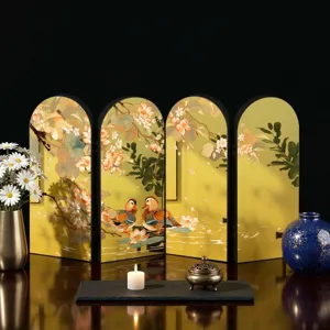 Creative Chinese style mirror folding screen acrylic desktop ornament lotus mandarin duck