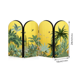 Mini folding screen desktop ornament with tropical palm trees botanical art design home decor.