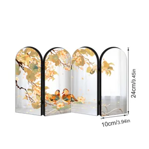 Creative Chinese style mirror folding screen desktop ornament acrylic lotus mandarin