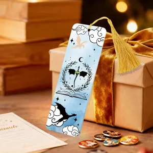 Translucent acrylic bookmark with gold tassel, fantasy dragon design for book lovers and reading gifts.
