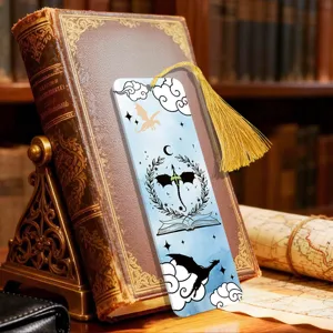 Creative translucent acrylic bookmark with golden tassel and fantasy dragon pattern for readers.