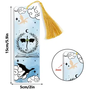 Creative acrylic dragon bookmark with golden tassel 15cm transparent reading item