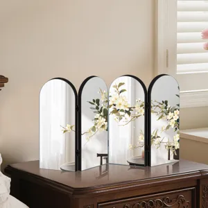 Creative Chinese style mirror folding screen acrylic desktop ornament with plum blossom art.