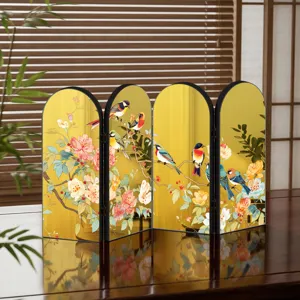 Chinese style decorative acrylic folding screen mirror tabletop ornament details view