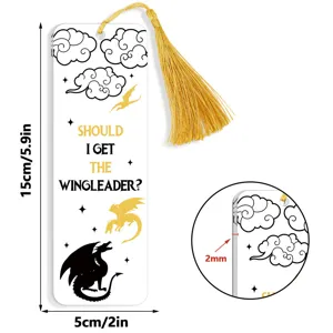 Acrylic bookmark with golden tassel, cute dragon and cloud design, 15x5cm size for reading lovers.