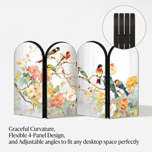 Creative Chinoiserie acrylic folding screen desktop ornament with elegant flower bird art