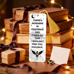 Acrylic quote bookmark with golden tassel, translucent reading page marker for book lovers.