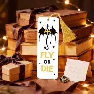 Creative acrylic tassel bookmark with cool dragon design, perfect gift for readers.