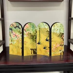Miniature folding screen acrylic tabletop ornament decorative Chinese style floral decor