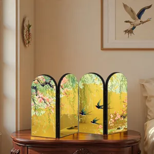 Chinese style acrylic folding screen tabletop ornament featuring traditional floral art.