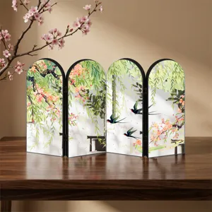 Creative Chinese style mirrored folding screen acrylic desktop ornament home decor display