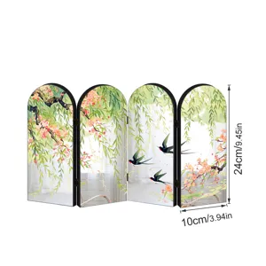 Chinese style mini folding screen desktop ornament acrylic arch decorative table decor 24cm