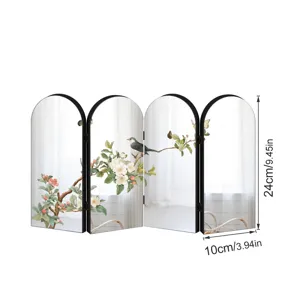 Creative Chinese style acrylic folding screen desktop ornament with floral bird design