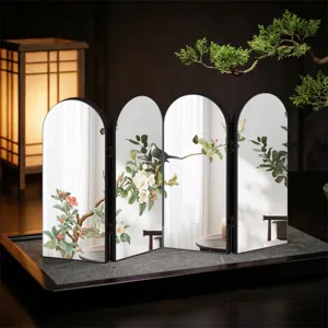 Creative Chinese style mirror folding screen ornament acrylic tabletop decor panel