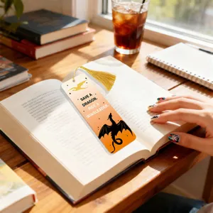 Creative acrylic bookmark with gold tassel translucent dragon design for reading book lovers gift