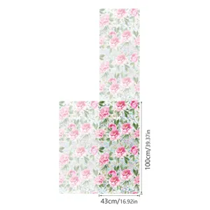 Detailed view of pink peony static window film showing vibrant floral pattern and 43x100cm size.