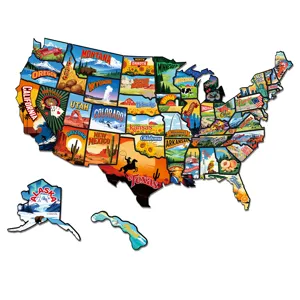 USA Staaten Karte Kühlschrankmagnet Kultur Reise Puzzle magnetischer Aufkleber Deko