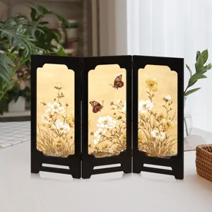 Miniature Chinese style desktop screen room divider with traditional floral art decor