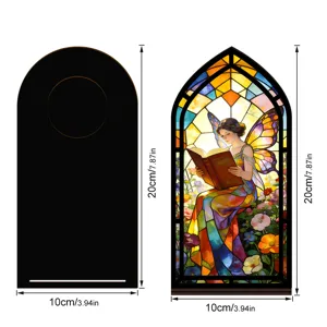 Targa luminosa decorativa inserto fermalibri fata vetrate colorate ornamento scrivania 10x20cm