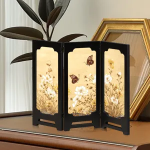 Chinese traditional style folding screen desktop ornament vintage floral butterfly decor gift
