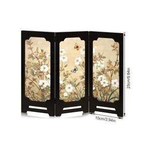 Mini desktop folding screen vintage Chinese style decorative miniature room divider ornament