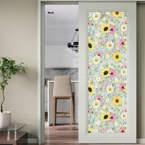 Decorative sunflower static window glass sticker for home door and window decoration details.